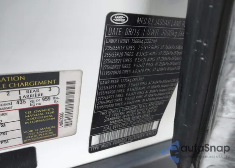 2016 Land Rover Range Rover Sport 3.0L V6 Turbocharged Diesel Hse Td6 из США, поврежденный, VIN SALWR2KF7GA662300